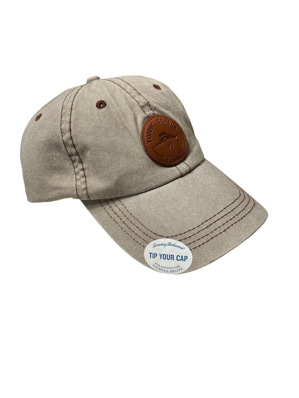 Tommy Bahama Khaki Baseball Cap with Brown Stitching